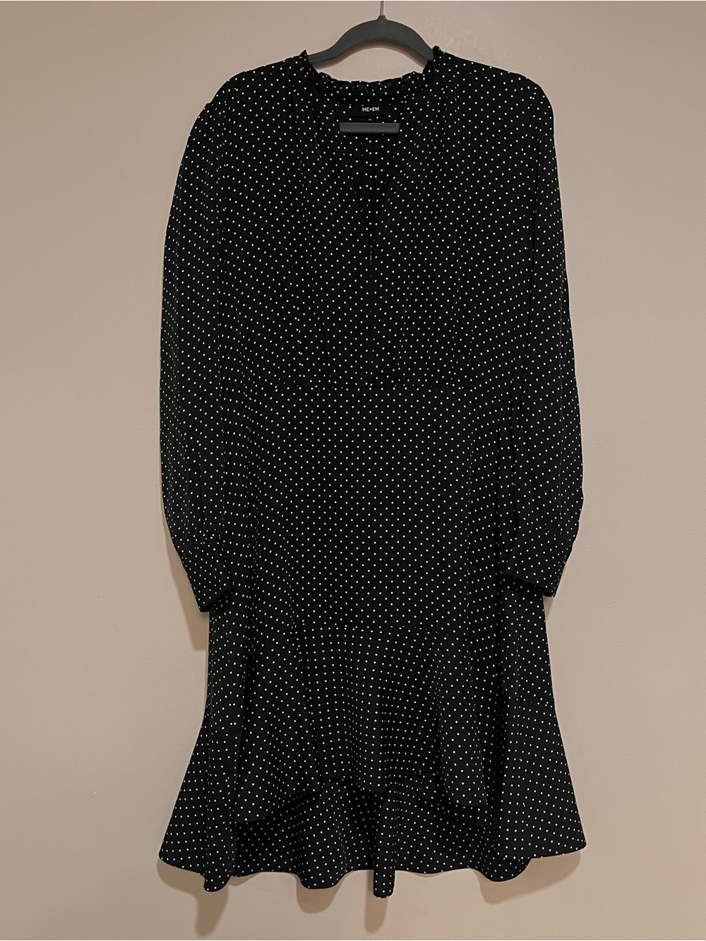 ME+EM Black Polka Dot High-Low Dress